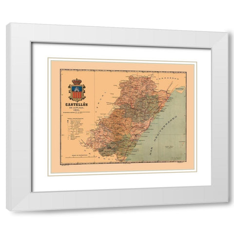 Castellon de la Plana Spain 1901 - Martine 1904 White Modern Wood Framed Art Print with Double Matting by Martine