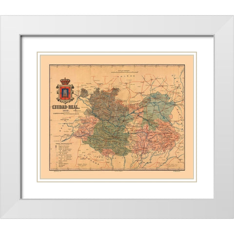 Ciudad Real Spain 1902 - Martine 1904 White Modern Wood Framed Art Print with Double Matting by Martine