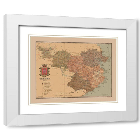 Girona Spain 1901 - Martine 1904 White Modern Wood Framed Art Print with Double Matting by Martine