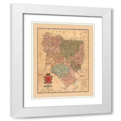Huesca Spain 1901 - Martine 1904 White Modern Wood Framed Art Print with Double Matting by Martine