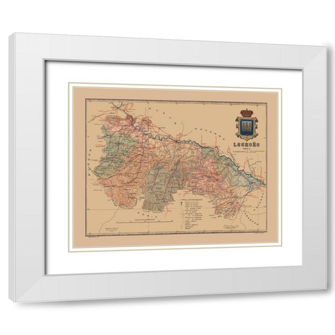Logrono Spain 1901 - Martine 1904 White Modern Wood Framed Art Print with Double Matting by Martine