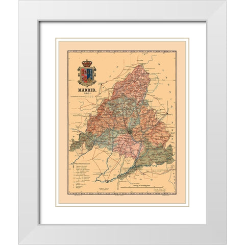 Madrid Spain 1901 - Martine 1904 White Modern Wood Framed Art Print with Double Matting by Martine