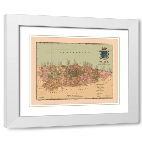 Oviedo Spain 1901 - Martine 1904 White Modern Wood Framed Art Print with Double Matting by Martine