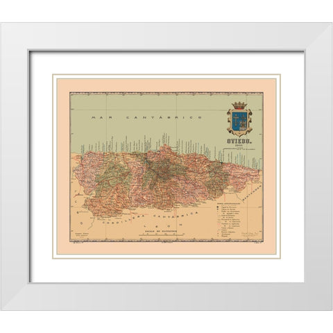 Oviedo Spain 1901 - Martine 1904 White Modern Wood Framed Art Print with Double Matting by Martine