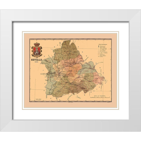 Seville Spain 1900 - Martine 1904 White Modern Wood Framed Art Print with Double Matting by Martine