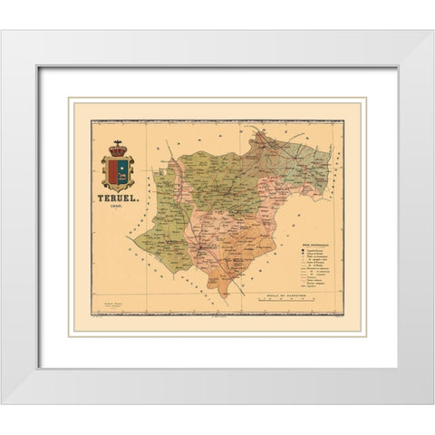 Teruel Spain 1900 - Martine 1904 White Modern Wood Framed Art Print with Double Matting by Martine
