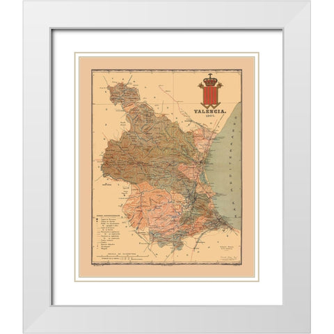 Valencia Spain 1901 - Martine 1904 White Modern Wood Framed Art Print with Double Matting by Martine
