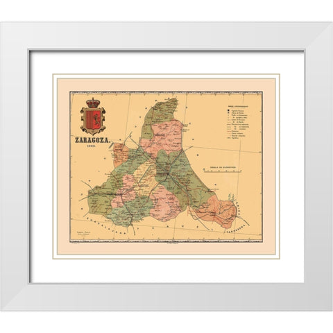 Zaragoza Spain 1900 - Martine 1904 White Modern Wood Framed Art Print with Double Matting by Martine