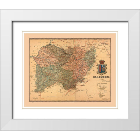 Salamanca Spain 1902 - Martine 1904 White Modern Wood Framed Art Print with Double Matting by Martine