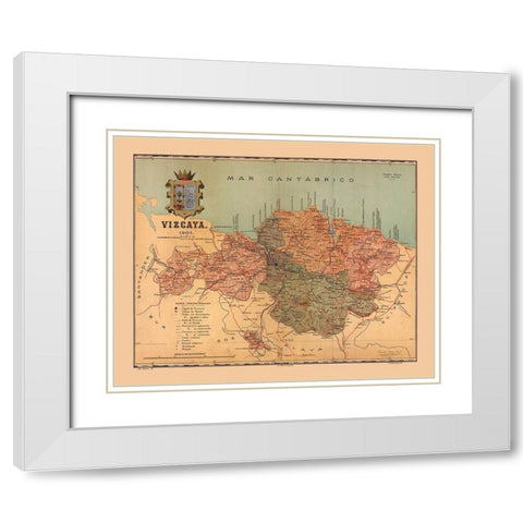 Biscay Spain 1901 - Martine 1904 White Modern Wood Framed Art Print with Double Matting by Martine