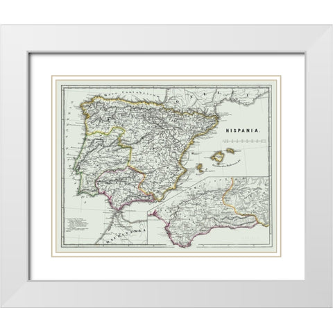 Ancient Spain - Spruner 1865 White Modern Wood Framed Art Print with Double Matting by Spruner