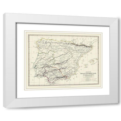 Ancient Spain Portugal - Chapman 1830 White Modern Wood Framed Art Print with Double Matting by Chapman