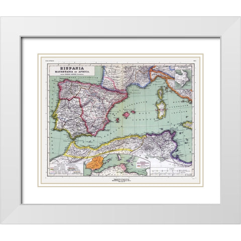 Spain North Africa - Kiepert 1903 White Modern Wood Framed Art Print with Double Matting by Kiepert