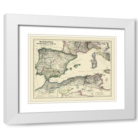 Spain North Africa - Kiepert 1903 White Modern Wood Framed Art Print with Double Matting by Kiepert