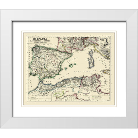 Spain North Africa - Kiepert 1903 White Modern Wood Framed Art Print with Double Matting by Kiepert