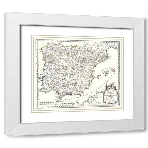 Ancient Spain - Vaugondy 1757 White Modern Wood Framed Art Print with Double Matting by Vaugondy