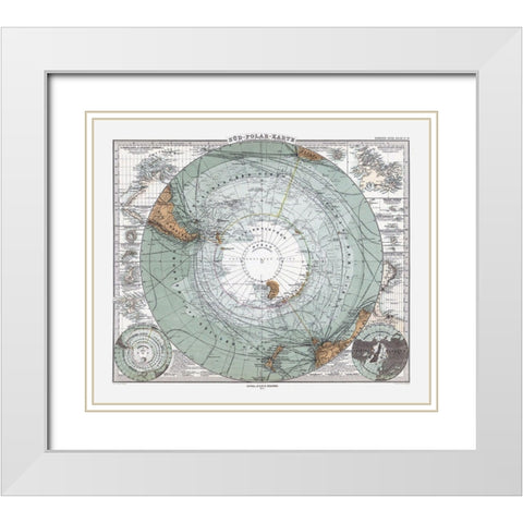 South Pole - Perthes 1875 White Modern Wood Framed Art Print with Double Matting by Perthes