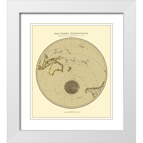 South Pole - Thomson 1816 White Modern Wood Framed Art Print with Double Matting by Thomson