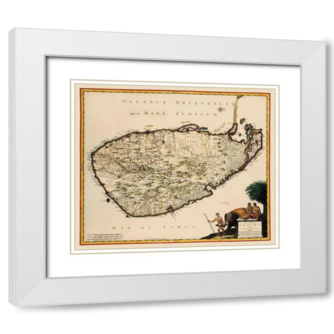 Asia Ceylon Sri Lanka - Visscher 1681 White Modern Wood Framed Art Print with Double Matting by Visscher