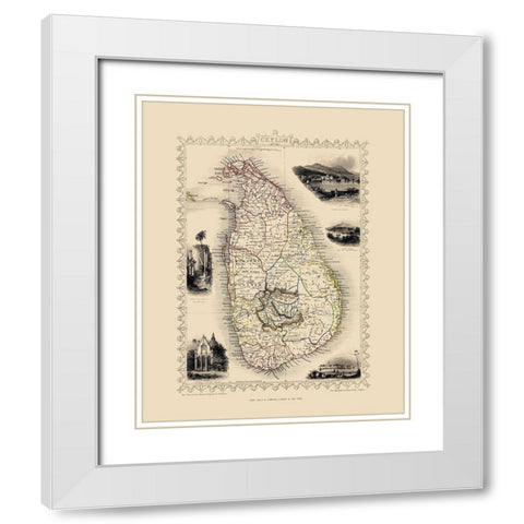 Asia Sri Lanka - Tallis 1851 White Modern Wood Framed Art Print with Double Matting by Tallis