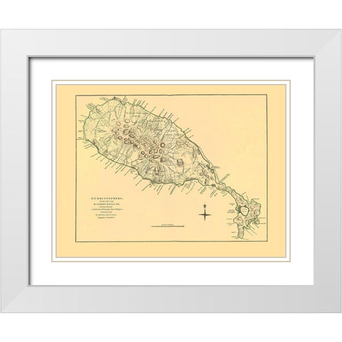 St Kitts St Christophers Caribbean - Jefferys 1768 White Modern Wood Framed Art Print with Double Matting by Jefferys