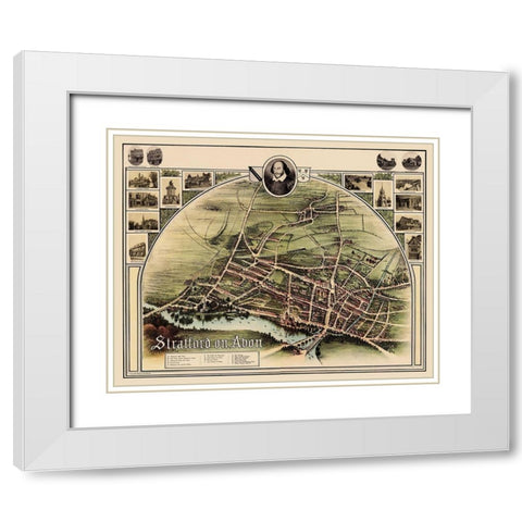 Stratford upon Avon England Panoramic - Brown 1908 White Modern Wood Framed Art Print with Double Matting by Brown
