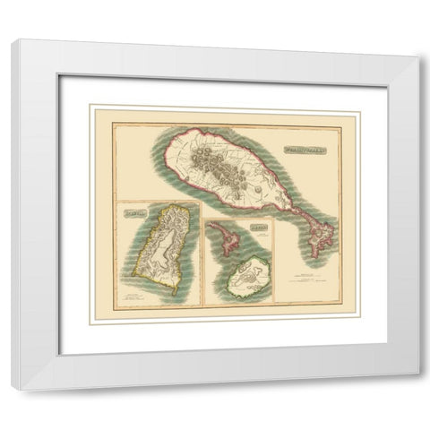 St Christophers St Lucia Nevis - Thomson 1815 White Modern Wood Framed Art Print with Double Matting by Thomson