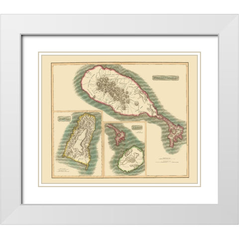 St Christophers St Lucia Nevis - Thomson 1815 White Modern Wood Framed Art Print with Double Matting by Thomson