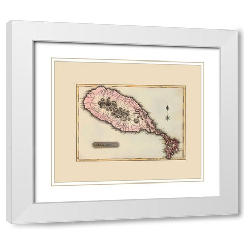 St Kitts St Christophers Caribbean - Lucas 1823 White Modern Wood Framed Art Print with Double Matting by Lucas