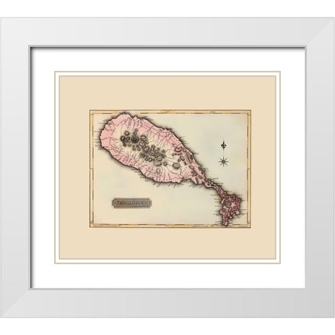 St Kitts St Christophers Caribbean - Lucas 1823 White Modern Wood Framed Art Print with Double Matting by Lucas