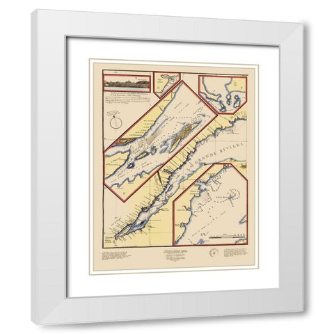 St Lawrence River Quebec Canada - De Fer 1695 White Modern Wood Framed Art Print with Double Matting by De Fer