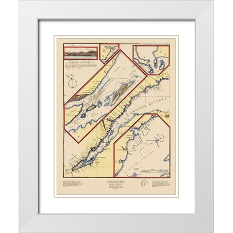 St Lawrence River Quebec Canada - De Fer 1695 White Modern Wood Framed Art Print with Double Matting by De Fer