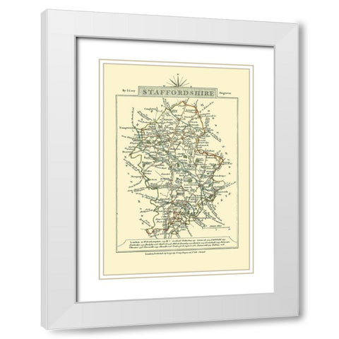 Staffordshire County England - Cary 1792 White Modern Wood Framed Art Print with Double Matting by Cary