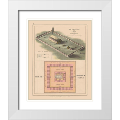 Solomons Temple Court Israel - Case 1878 White Modern Wood Framed Art Print with Double Matting by Case