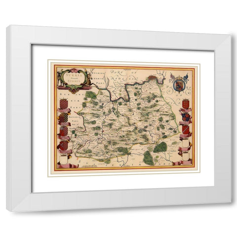 Surrey County England - Blaeu 1646 White Modern Wood Framed Art Print with Double Matting by Blaeu