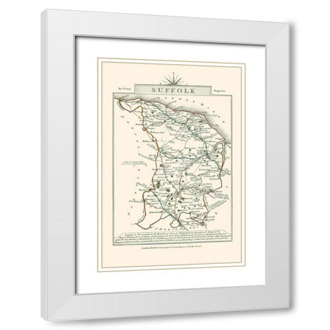 Suffolk County England - Cary 1792 White Modern Wood Framed Art Print with Double Matting by Cary