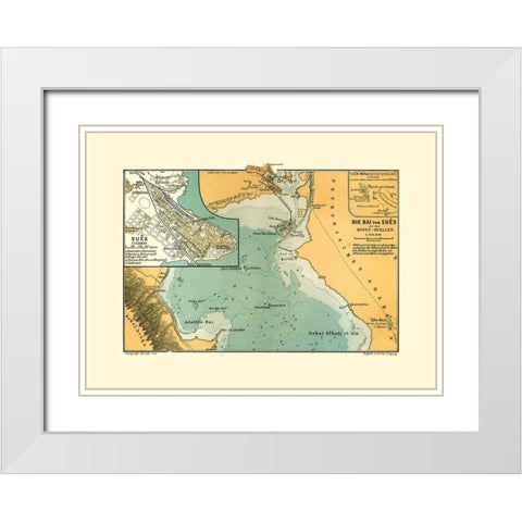 Suez Egypt - Baedeker 1913 White Modern Wood Framed Art Print with Double Matting by Baedeker