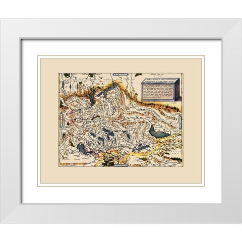 Switzerland - Ortelius 1560 White Modern Wood Framed Art Print with Double Matting by Ortelius
