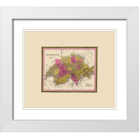 Switzerland - Mitchell 1846 White Modern Wood Framed Art Print with Double Matting by Mitchell