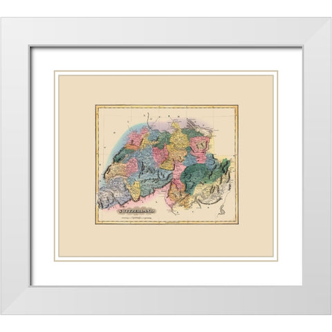 Switzerland - Lucas 1823 White Modern Wood Framed Art Print with Double Matting by Lucas