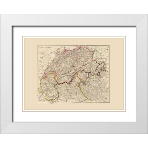 Switzerland - Arrowsmith 1844 White Modern Wood Framed Art Print with Double Matting by Arrowsmith
