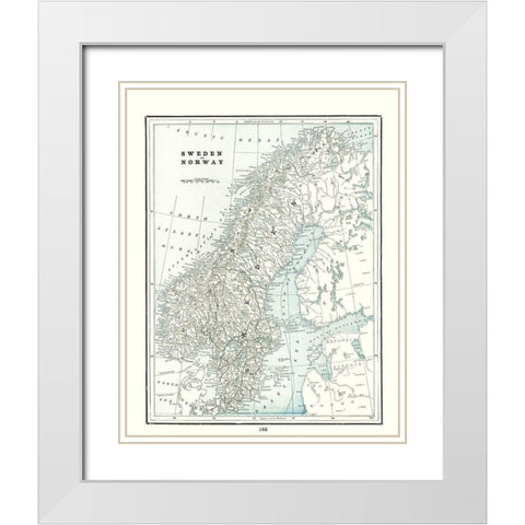 Sweden Norway - Rathbun 1893 White Modern Wood Framed Art Print with Double Matting by Rathbun