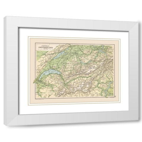 Central Switzerland - Bartholomew 1892 White Modern Wood Framed Art Print with Double Matting by Bartholomew