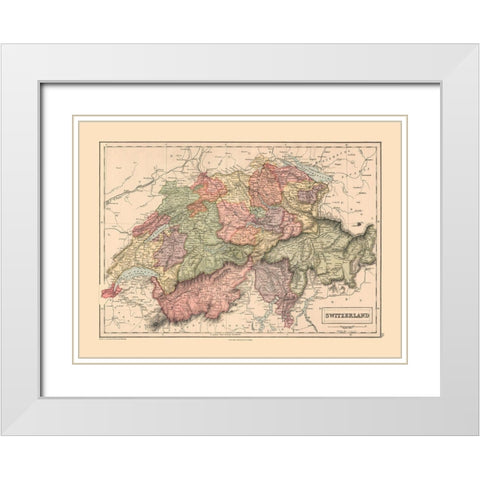 Switzerland - Black 1867 White Modern Wood Framed Art Print with Double Matting by Black