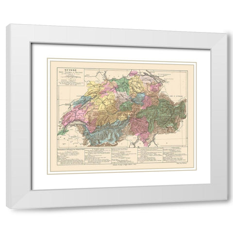 Political Switzerland - Drioux 1882 White Modern Wood Framed Art Print with Double Matting by Drioux