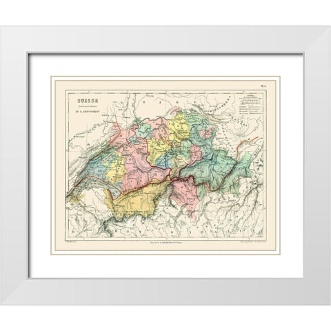 Switzerland - Cortambert 1880 White Modern Wood Framed Art Print with Double Matting by Cortambert