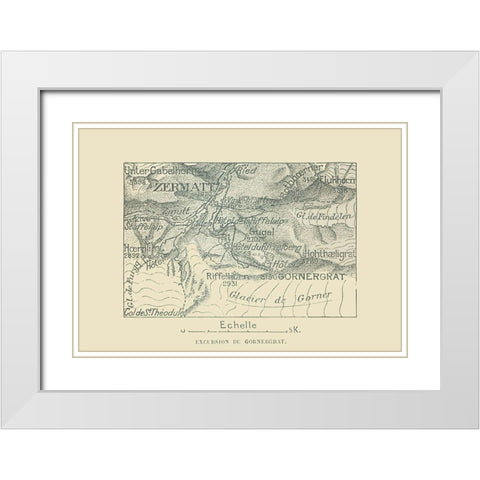 Gornergrat Switzerland - Swiss Guide 1917 White Modern Wood Framed Art Print with Double Matting by Swiss Guide