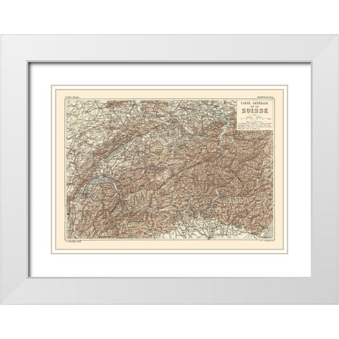 Switzerland - Swiss Guide 1917 White Modern Wood Framed Art Print with Double Matting by Swiss Guide