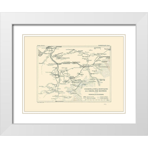Bernese Highlands Railroads Switzerland White Modern Wood Framed Art Print with Double Matting by Swiss Guide