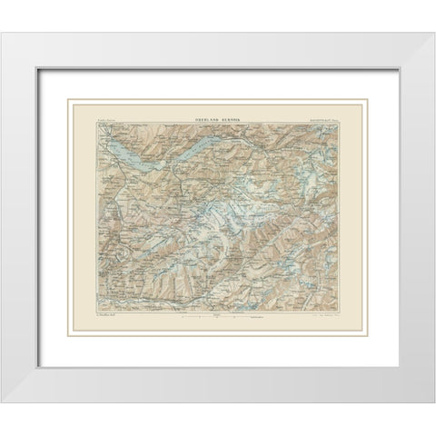 Bernese Highlands Switzerland - Swiss Guide 1917 White Modern Wood Framed Art Print with Double Matting by Swiss Guide